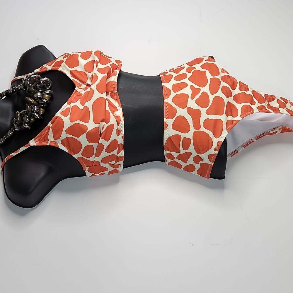 Beachsissi , Orange and creme 2 pc swimsuit, Sz L - Picture 5 of 10